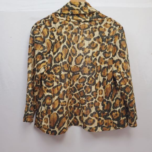 Ruby Rd Top M Leopard Cheetah Animal Print Lightweight Open Front Cardigan Women - Picture 3 of 7
